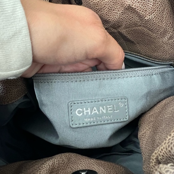 Authentic Chanel CC Elastic Shoulder Bag Quilted Glazed Caviar Largw - Picture 5 of 11